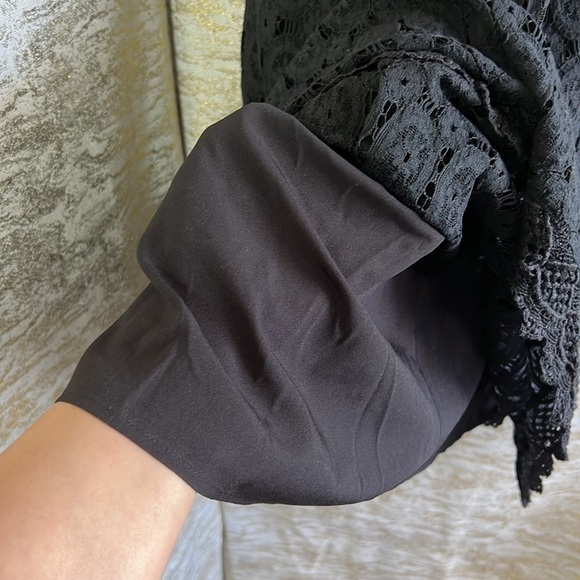 Loft Women’s Alluring Mixed Lace Black Flare Dress Size 4 - Picture 7 of 16